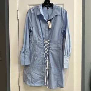 NWT Romeo & Juliet Couture light blue shirt dress lightweight corset tie size M